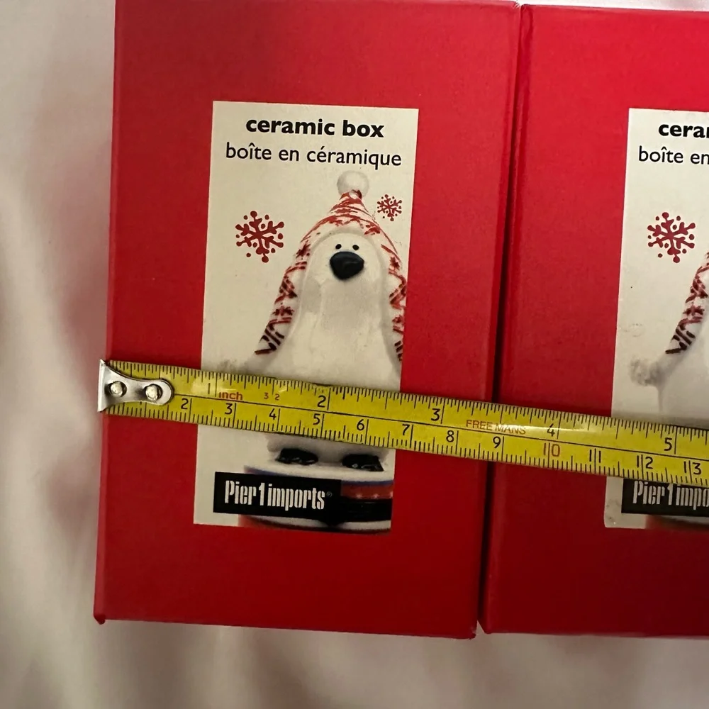 Pier 1 Red Ceramic Holiday Box 2 PCs new without tag